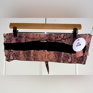 PilyQ KAA Bandeau Bikini Top Snake‎ Print NEW Women D Adjustable Halter Strap